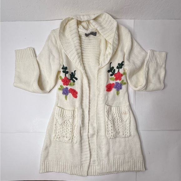 Cardigan Floral Knitted Identita Collection Womens Size Small Cream Multicolored - Picture 9 of 10